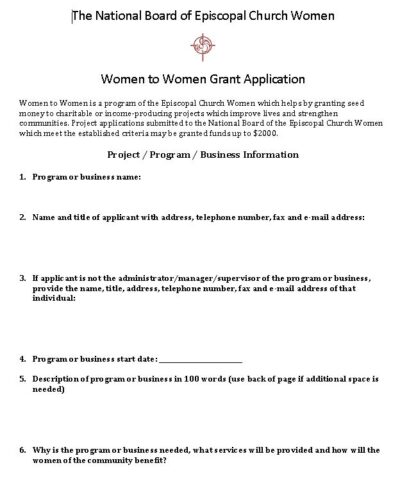 Women to Women Grant Application